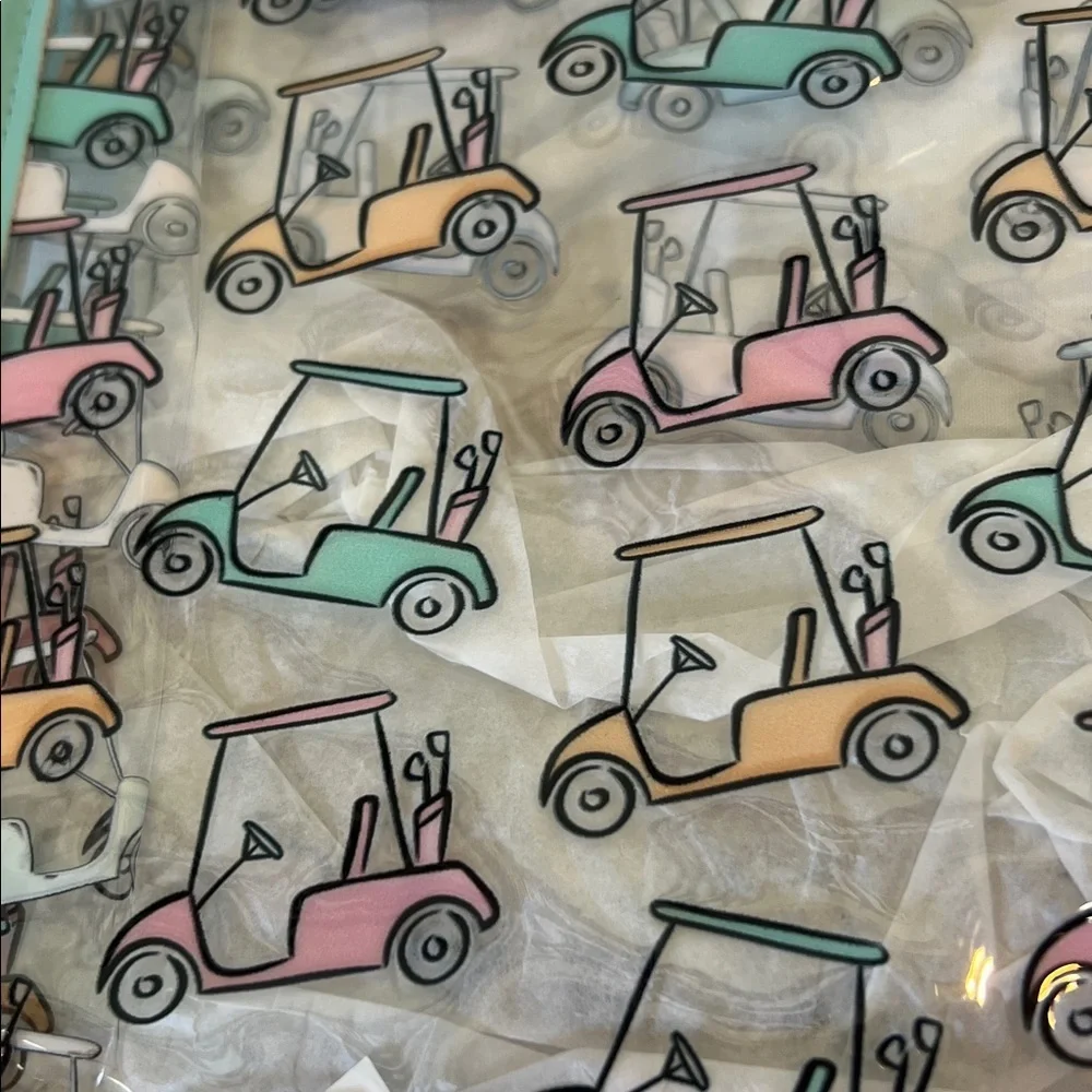 NWOT Golf Cart Print Clear Travel Pouch